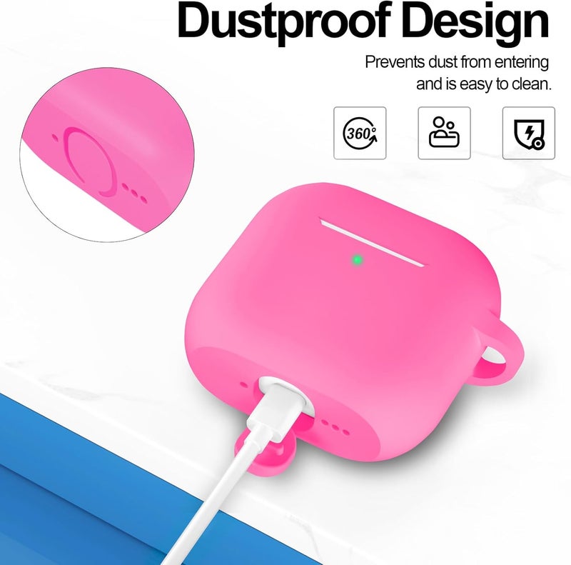 ATUAT Compatible with AirPods 4 Case Cover, Protective Silicone Skin Accessories with Keychain for Women Men for Apple AirPods 4th Generation Case(2024), Front LED Visible, Night Glow Pink - Image 4
